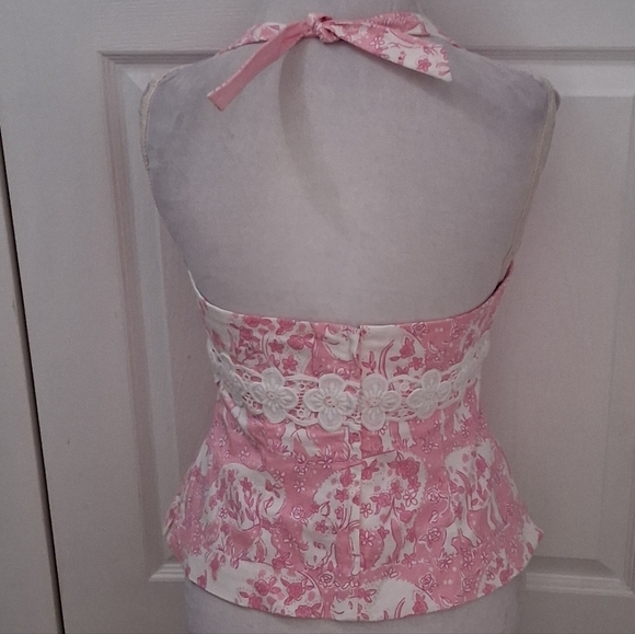 Lilly Pulitzer Run For Roses White Label Halter Top    Size 10 - Picture 4 of 12